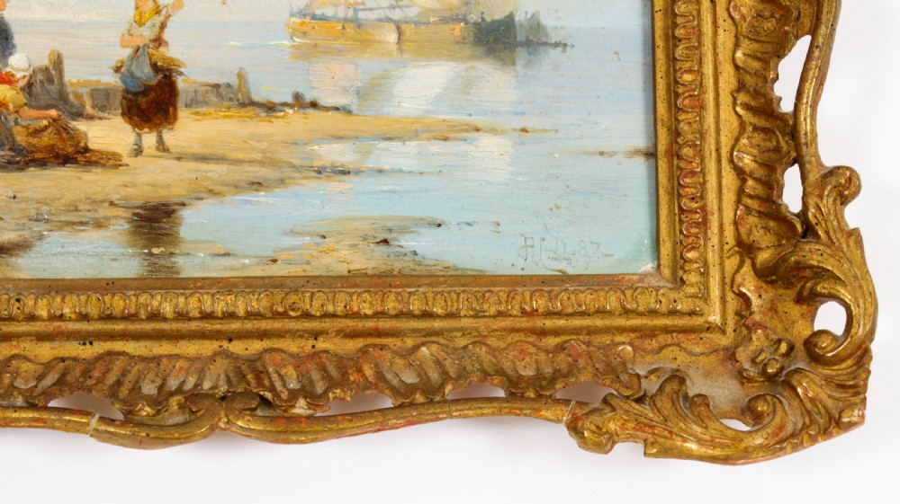 Antique Pair Waterscape Oil Paintings by Peter Dommersen 1887 19th C
 View XIII