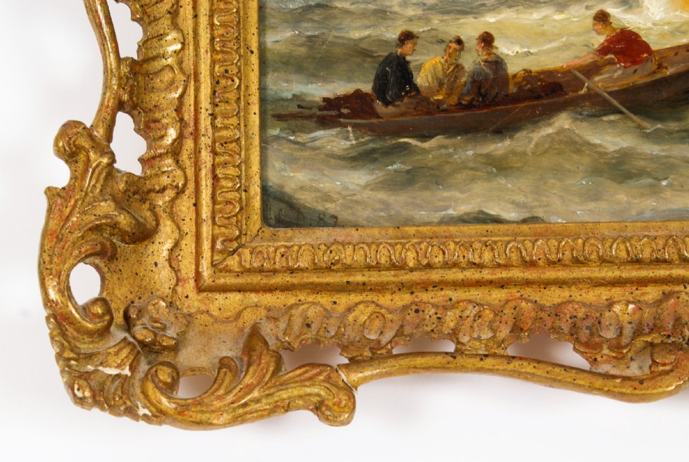 Antique Pair Waterscape Oil Paintings by Peter Dommersen 1887 19th C
 View XXII