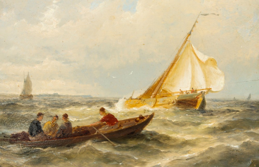 Antique Pair Waterscape Oil Paintings by Peter Dommersen 1887 19th C
 View XXV