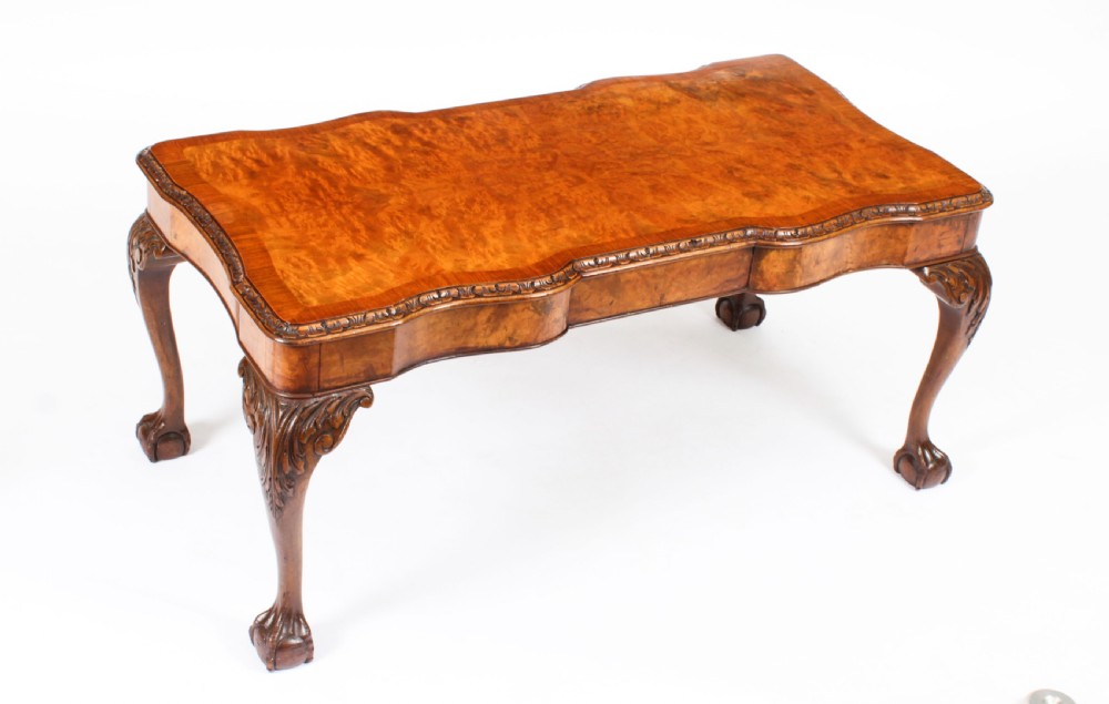Antique Burr Walnut Queen Anne Revival Coffee Table c.1920
