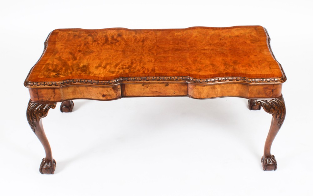 Antique Burr Walnut Queen Anne Revival Coffee Table c.1920
 View II