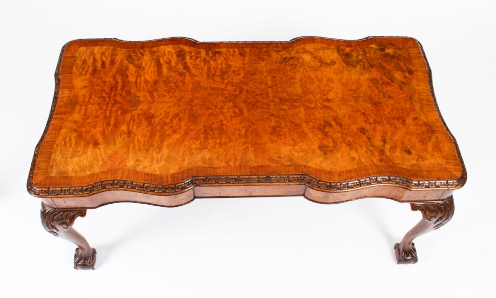 Antique Burr Walnut Queen Anne Revival Coffee Table c.1920
 View III
