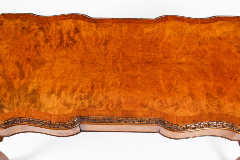 Antique Burr Walnut Queen Anne Revival Coffee Table c.1920
 View XV