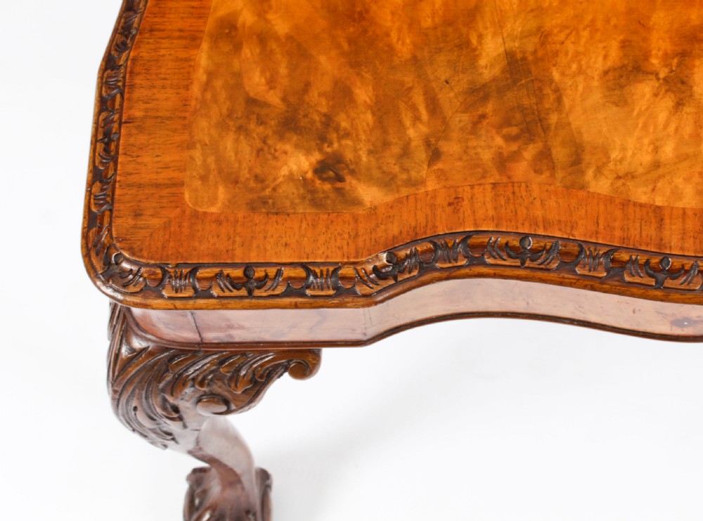 Antique Burr Walnut Queen Anne Revival Coffee Table c.1920
 View XIX