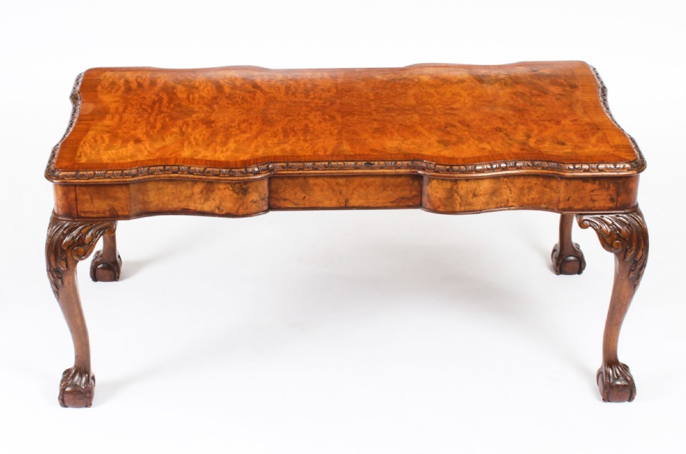 Antique Burr Walnut Queen Anne Revival Coffee Table c.1920
 View XX