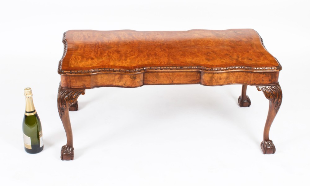 Antique Burr Walnut Queen Anne Revival Coffee Table c.1920
 View XXI