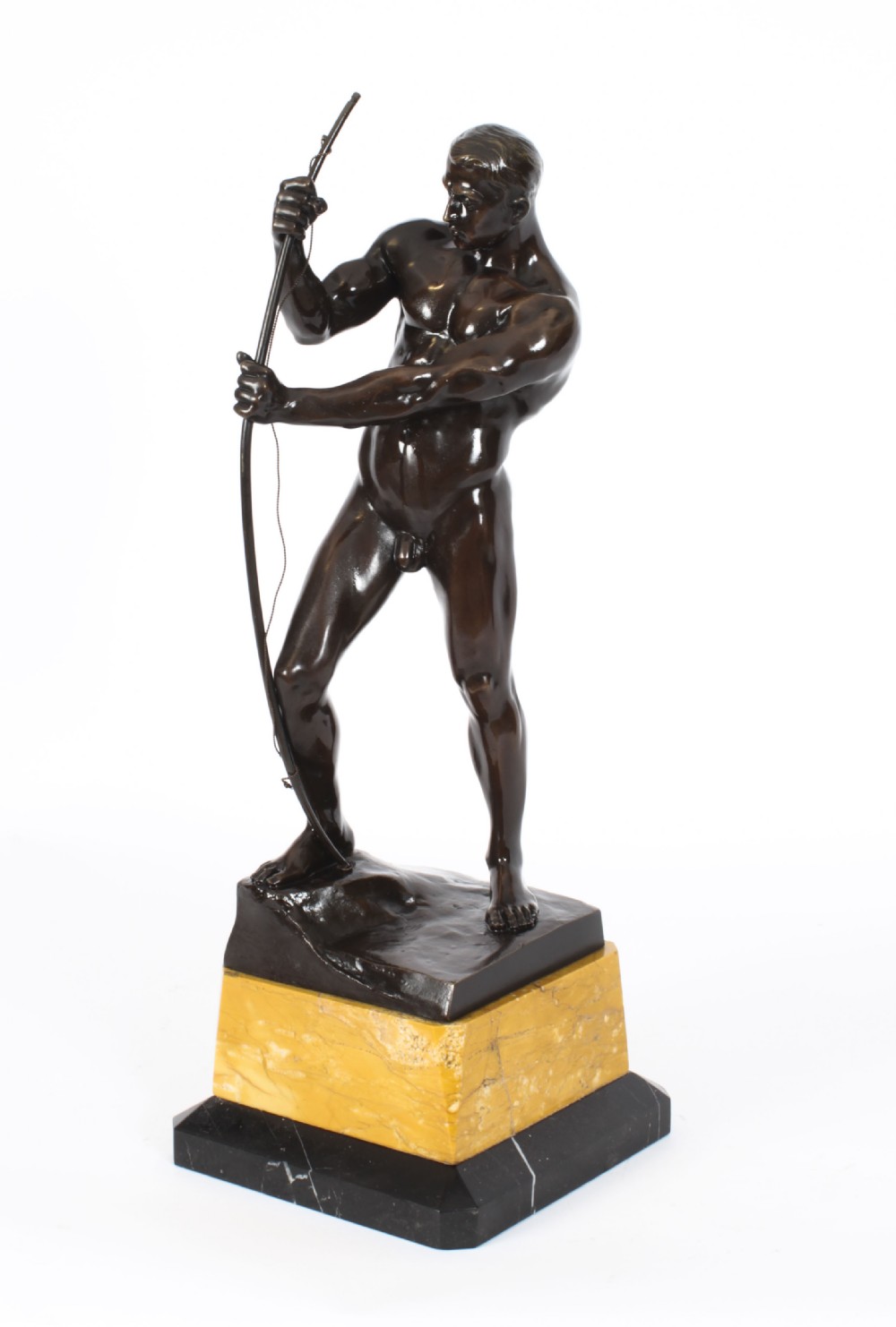 Antique 49cm Art Deco Bronze Archer Otto H Riese Circa 1900

