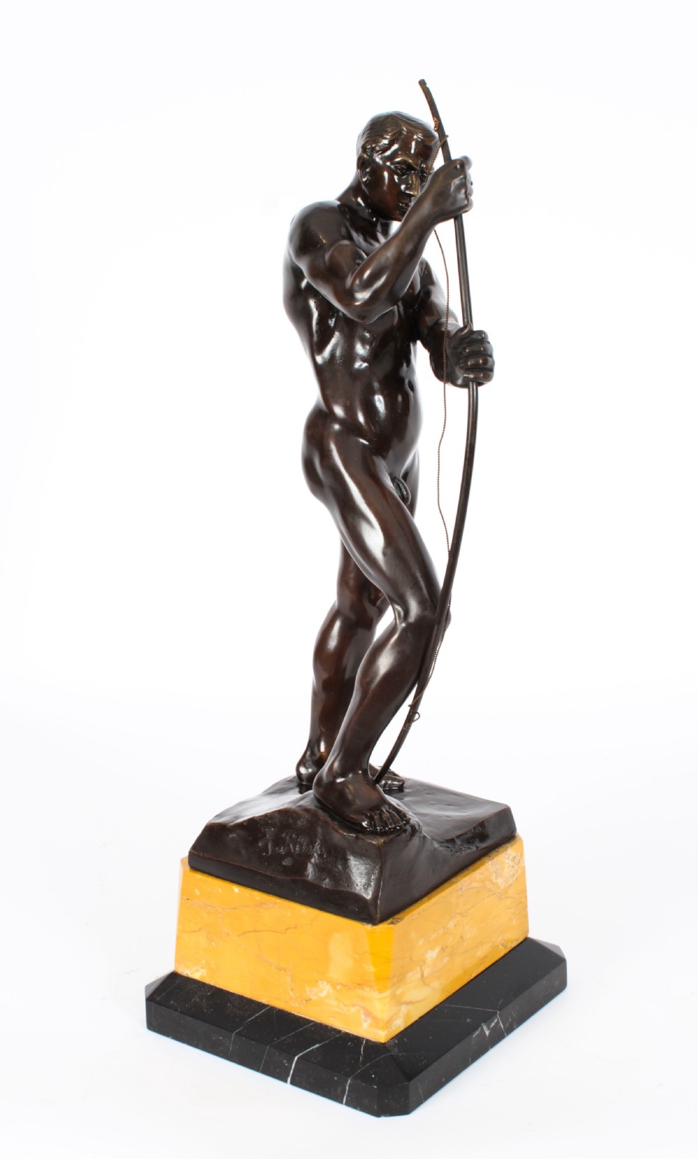 Antique 49cm Art Deco Bronze Archer Otto H Riese Circa 1900
 View XII