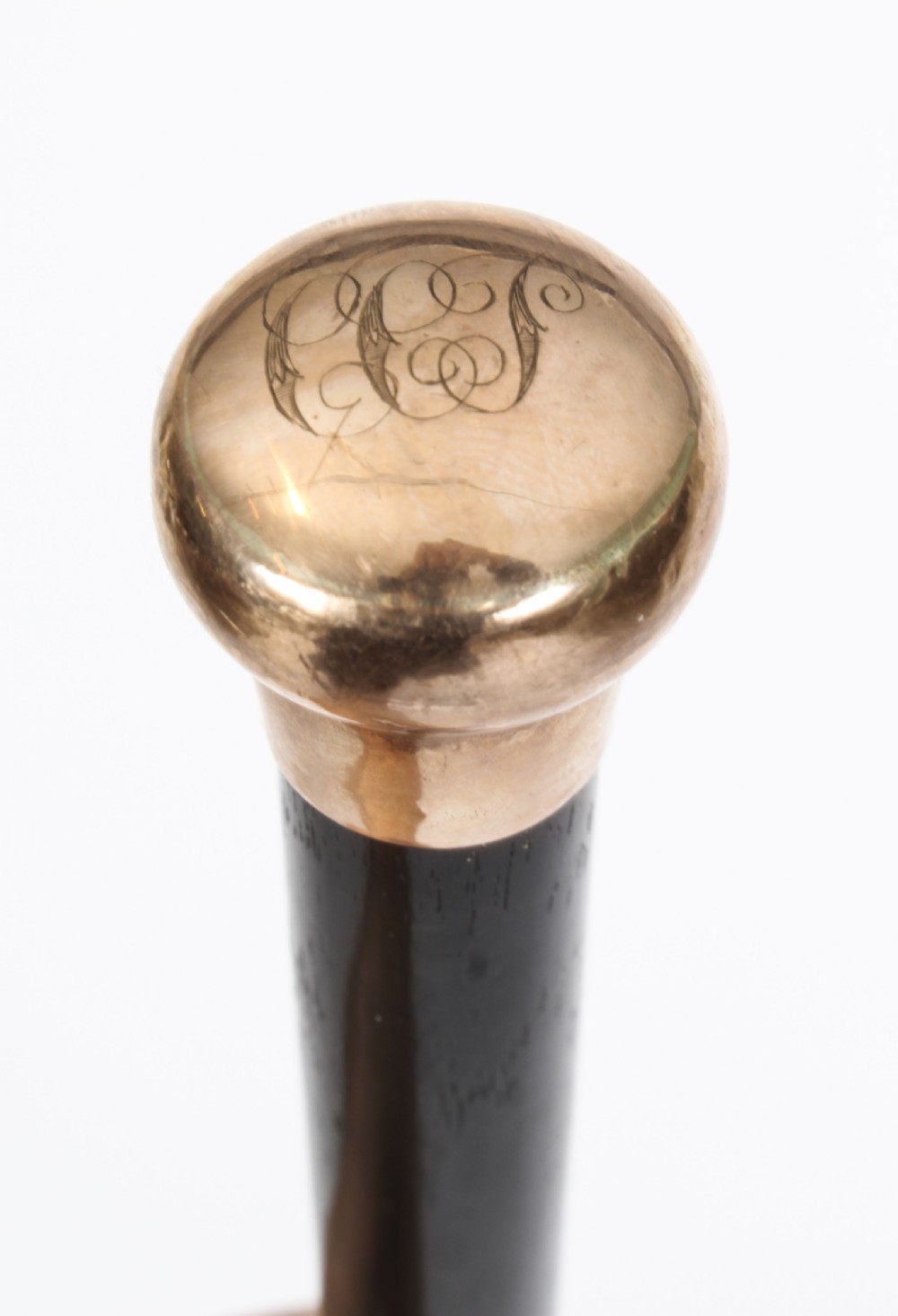 Antique Walking Stick Cane 9 Ct Gold Pommel Late 19th Century
 View II