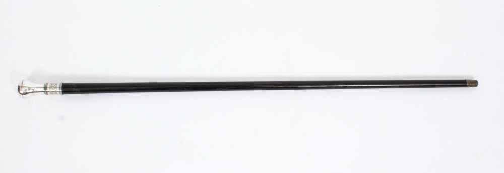 Antique Continental Silver Mounted Walking Stick Cane 19th C
