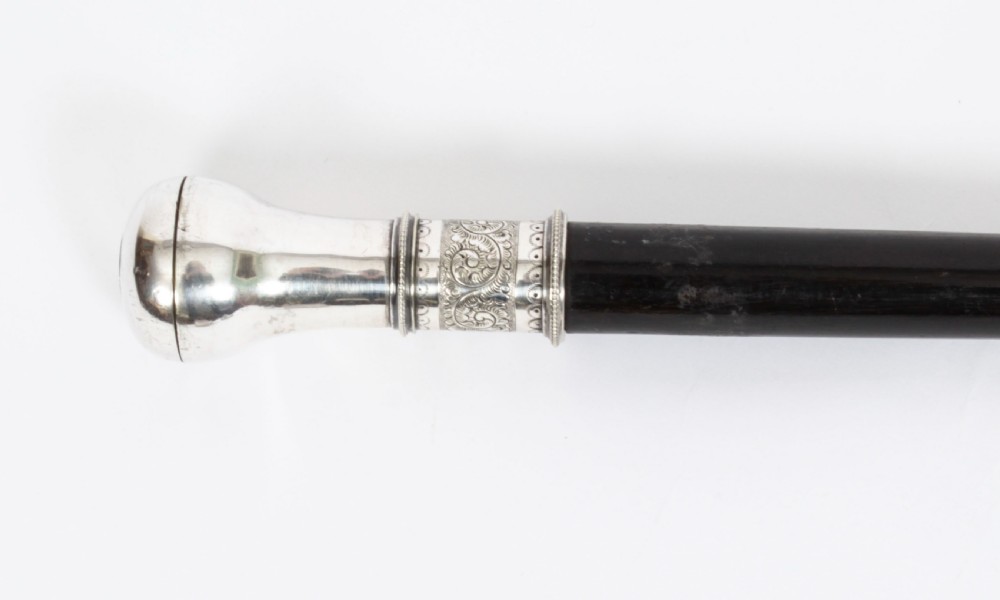 Antique Continental Silver Mounted Walking Stick Cane 19th C
 View XVI