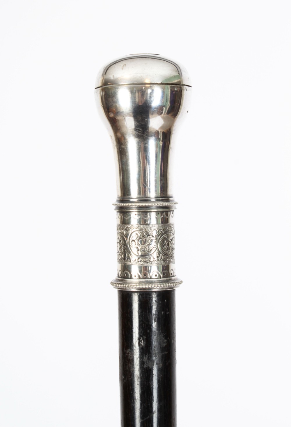 Antique Continental Silver Mounted Walking Stick Cane 19th C
 View XIX