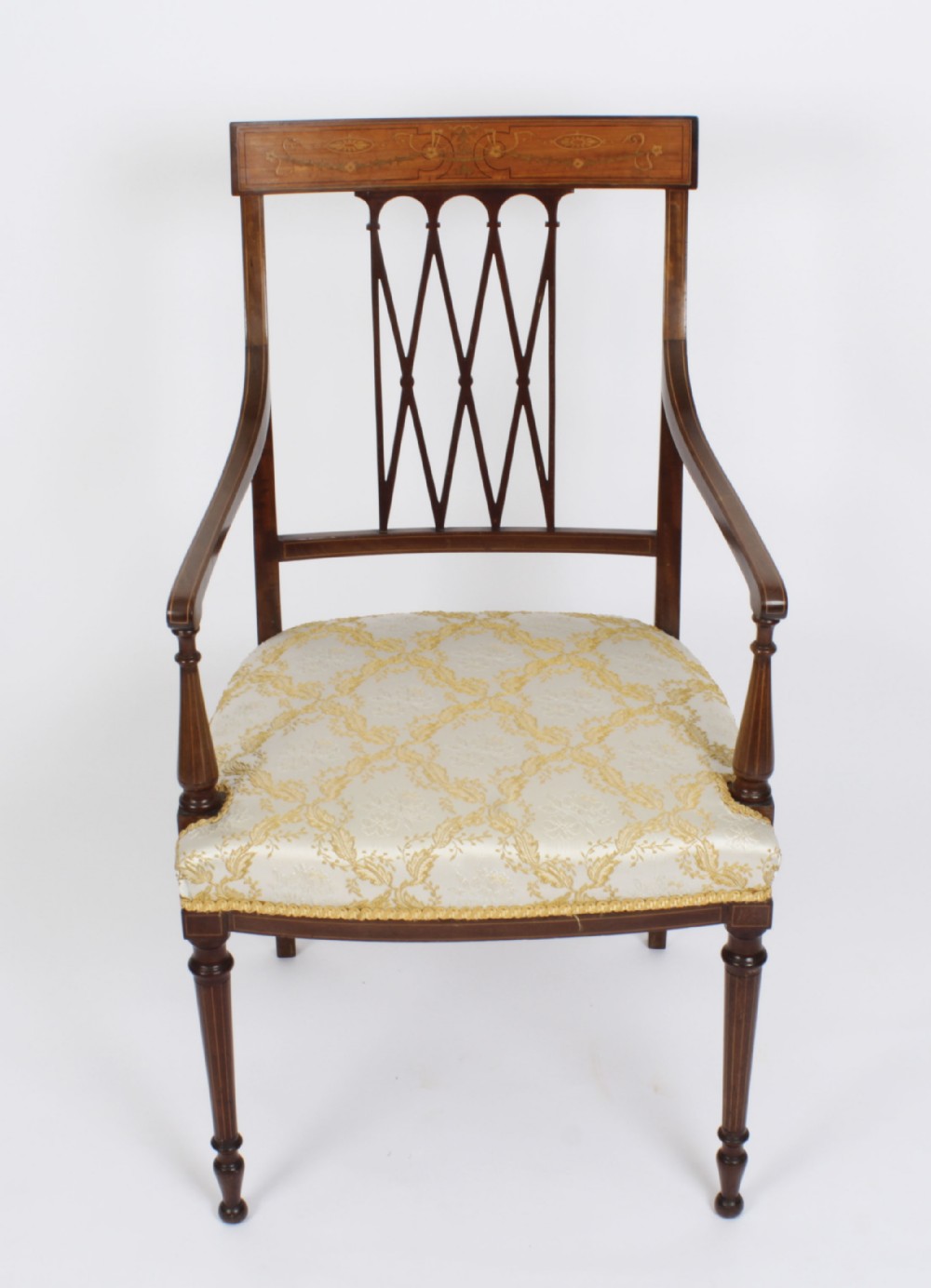 Antique Sheraton Revival Armchair by Maple & Co C1880 19th C
