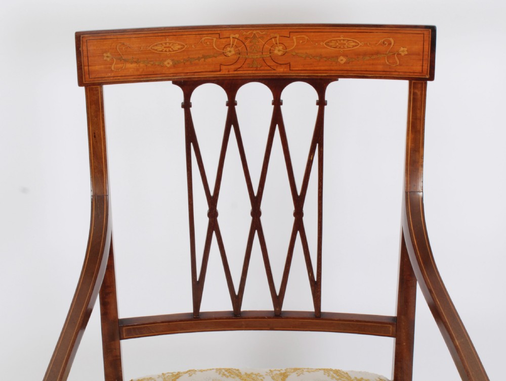 Antique Sheraton Revival Armchair by Maple & Co C1880 19th C
 View III