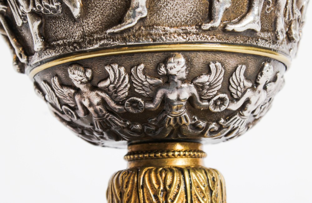 Antique Pair French Grand Tour Silvered Bronze Urns 19th C
 View XV