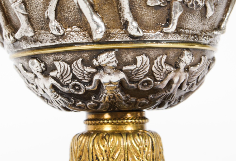 Antique Pair French Grand Tour Silvered Bronze Urns 19th C
 View XVI