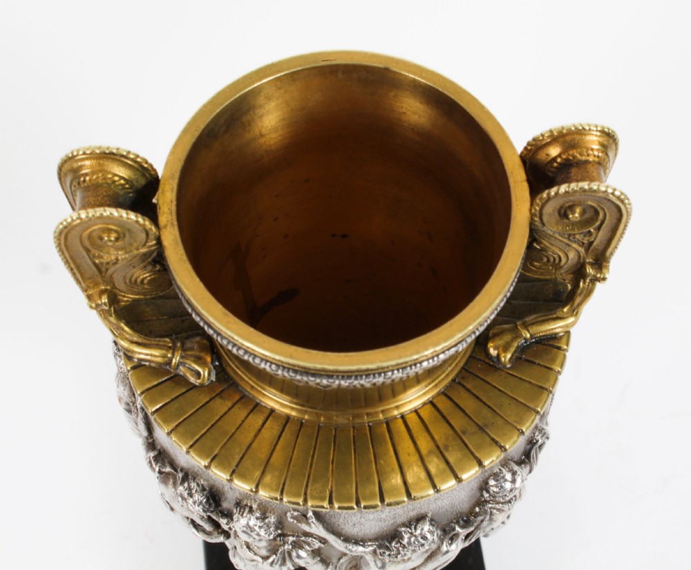 Antique Pair French Grand Tour Silvered Bronze Urns 19th C
 View XXIII