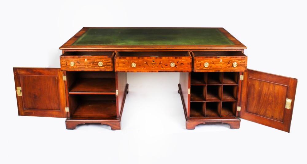 Antique George III Marquetry Inlaid Partners Pedestal Desk 18th C
 View XVII