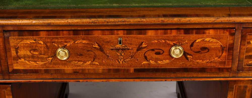 Antique George III Marquetry Inlaid Partners Pedestal Desk 18th C
 View XIX