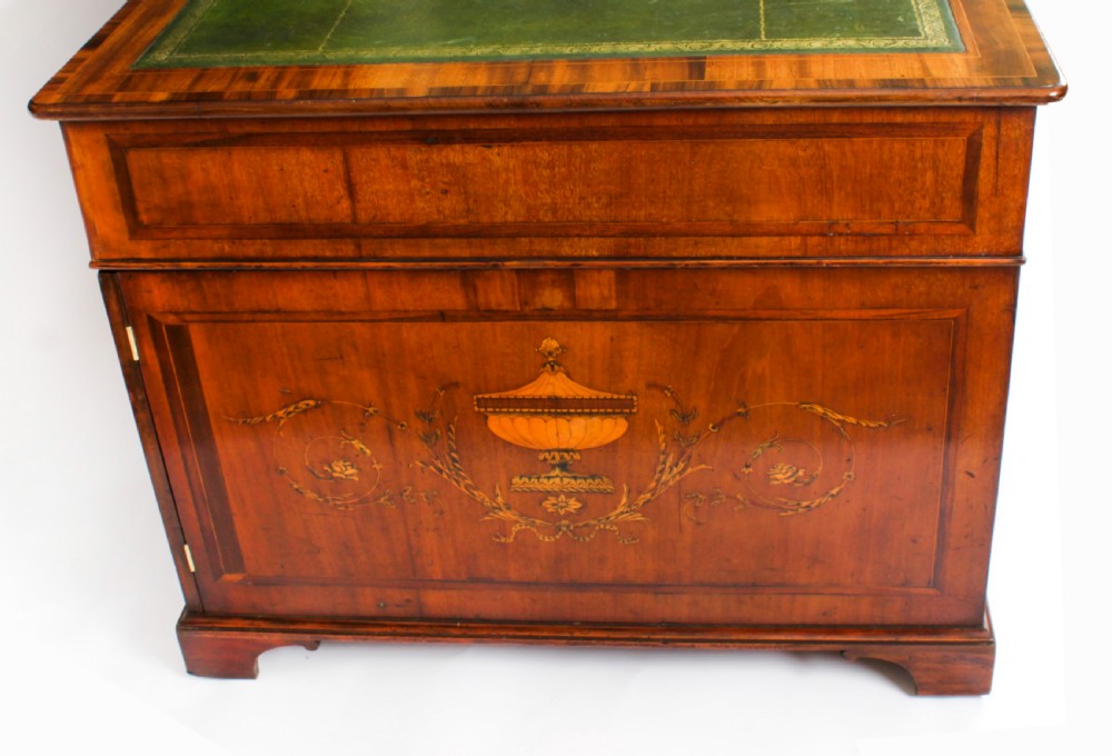 Antique George III Marquetry Inlaid Partners Pedestal Desk 18th C
 View XXIII