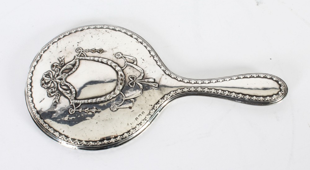 Antique Sterling Silver & Embossed Hand Mirror 1916
 View IV