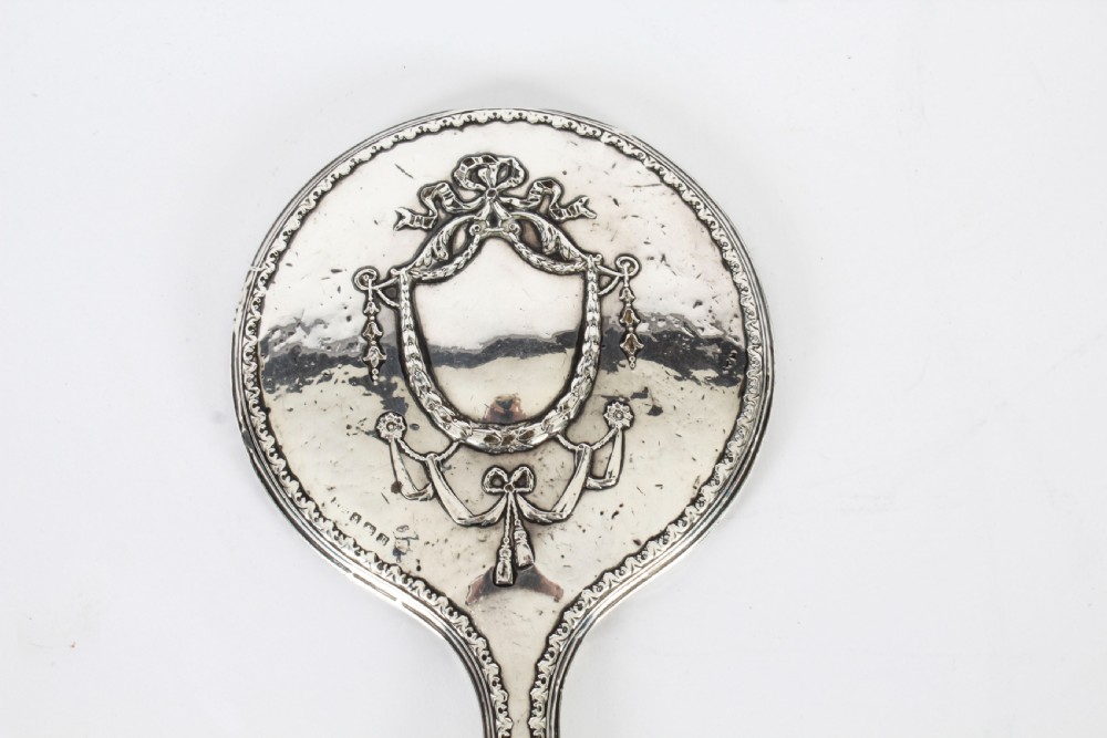 Antique Sterling Silver & Embossed Hand Mirror 1916
 View V
