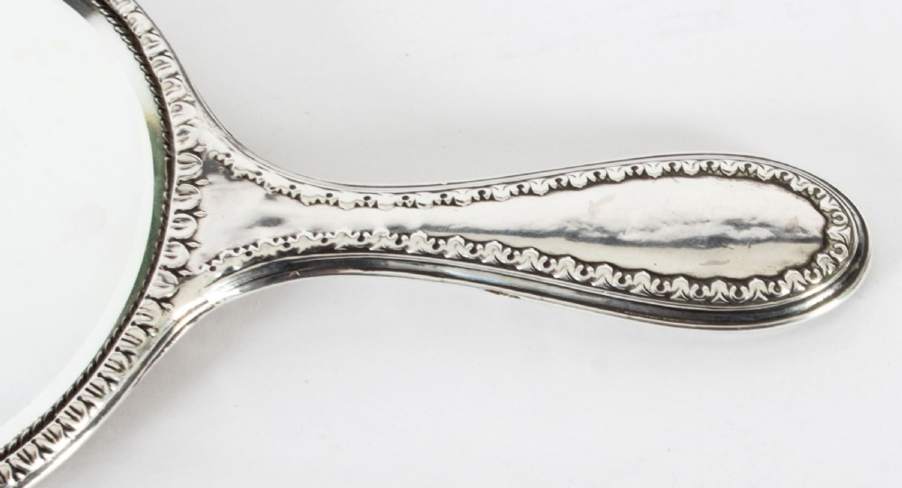 Antique Sterling Silver & Embossed Hand Mirror 1916
 View XII