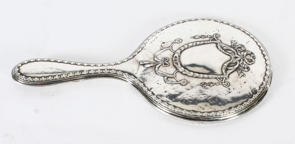 Antique Sterling Silver & Embossed Hand Mirror 1916
 View XIV