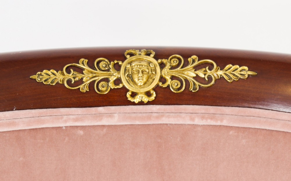Antique Pair French Empire Revival Ormolu Mounted Armchairs C1870 19th C
 View VI