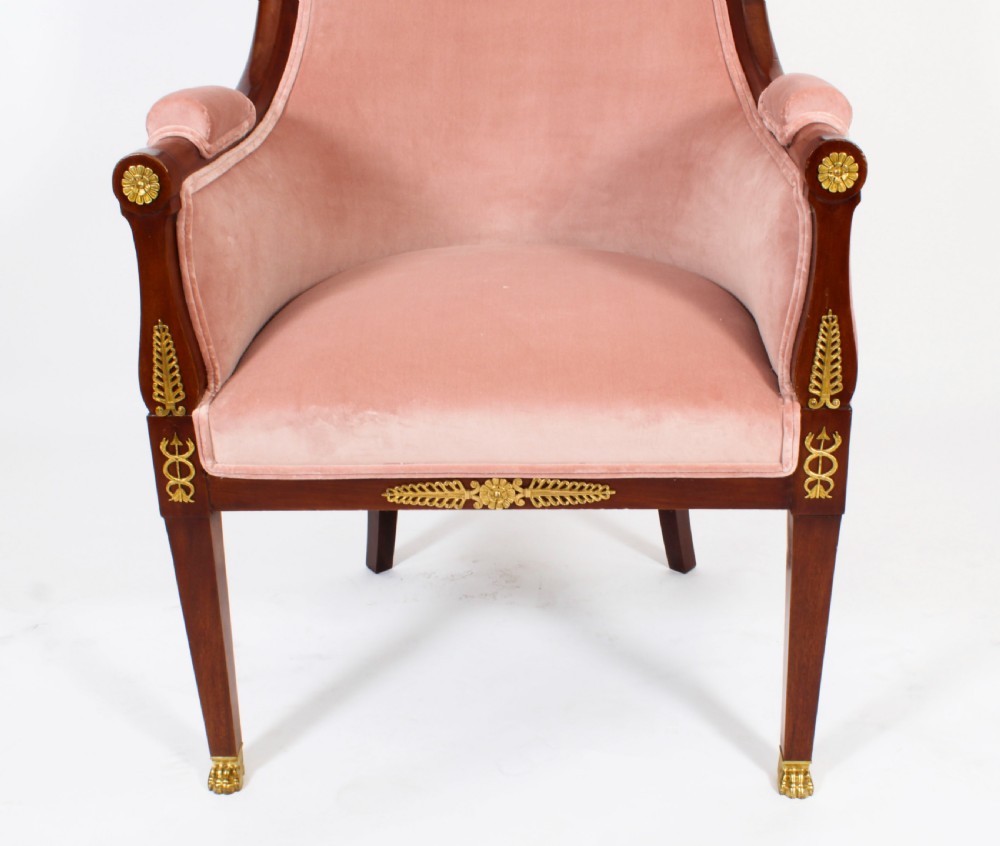 Antique Pair French Empire Revival Ormolu Mounted Armchairs C1870 19th C
 View VIII