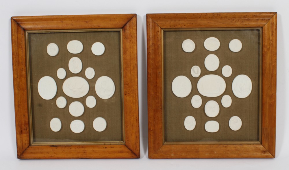 Antique Pair of Framed Grand Tour Intaglios Early 19th Century
