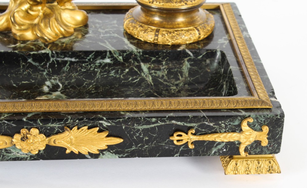 Antique French Ormolu & Marble Double Encrier Standish Inkstand 19th Century
 View VIII