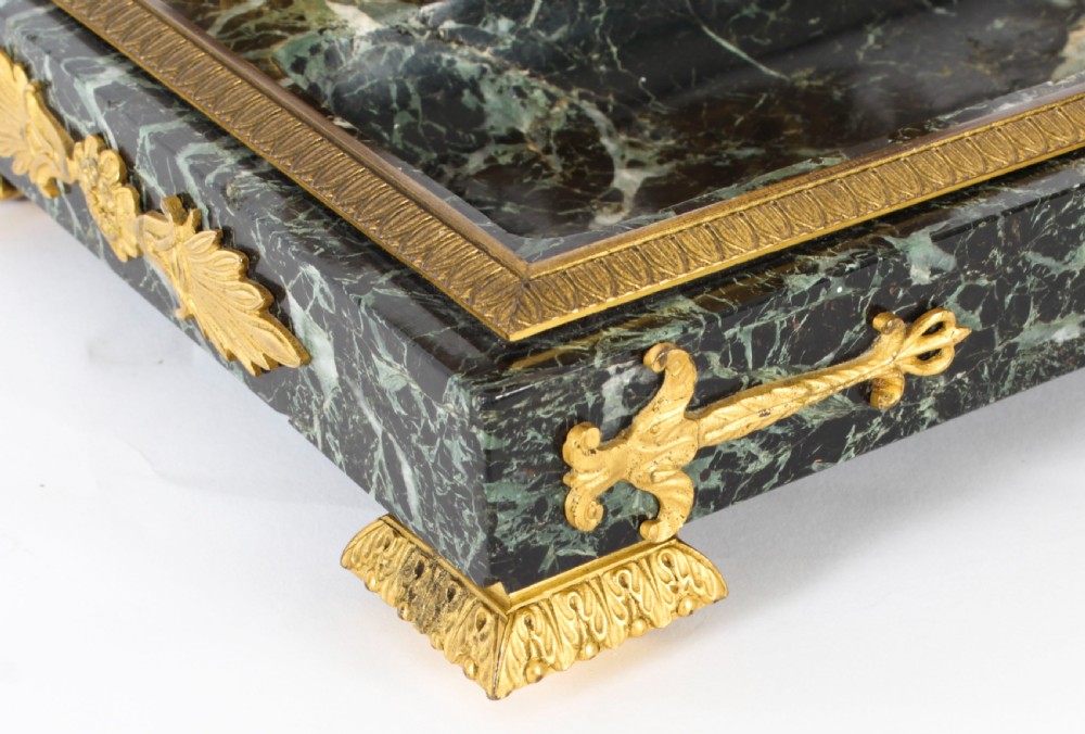 Antique French Ormolu & Marble Double Encrier Standish Inkstand 19th Century
 View X