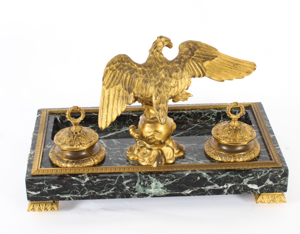 Antique French Ormolu & Marble Double Encrier Standish Inkstand 19th Century
 View XII