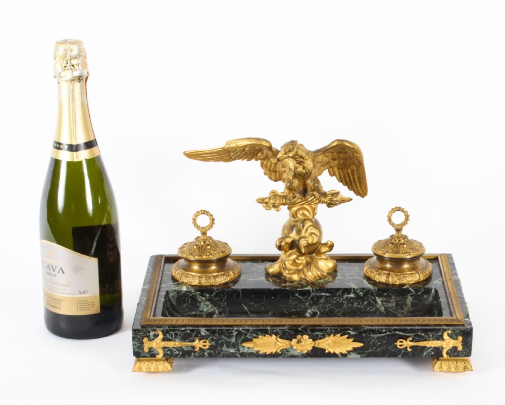 Antique French Ormolu & Marble Double Encrier Standish Inkstand 19th Century
 View XVIII