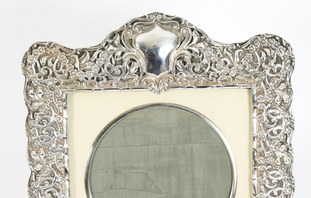 Antique Large Edwardian Sterling Silver Photo Frame dated 1902 32x28cm
 View III
