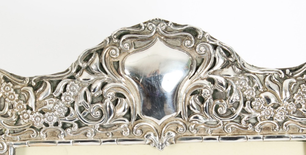 Antique Large Edwardian Sterling Silver Photo Frame dated 1902 32x28cm
 View IV