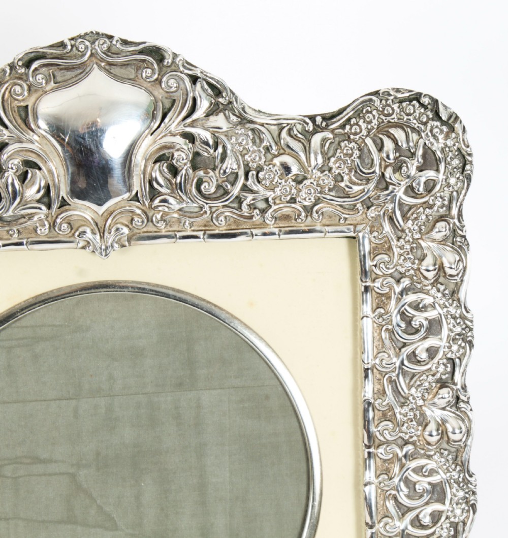 Antique Large Edwardian Sterling Silver Photo Frame dated 1902 32x28cm
 View V