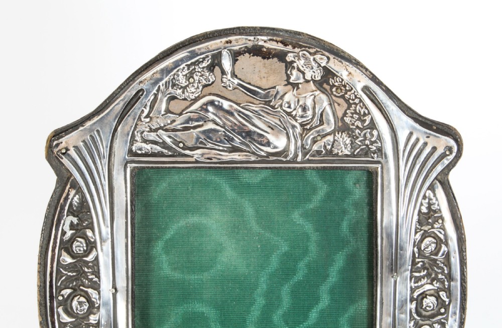 Antique Art Nouveau Sterling Silver Photo Frame Dated 1907 22x16cm View III
