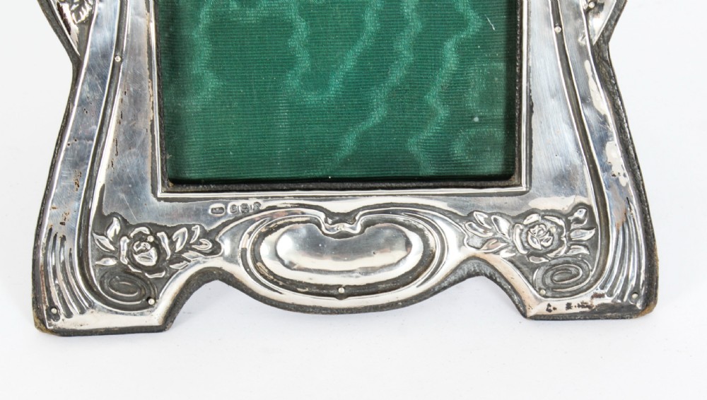 Antique Art Nouveau Sterling Silver Photo Frame Dated 1907 22x16cm View V