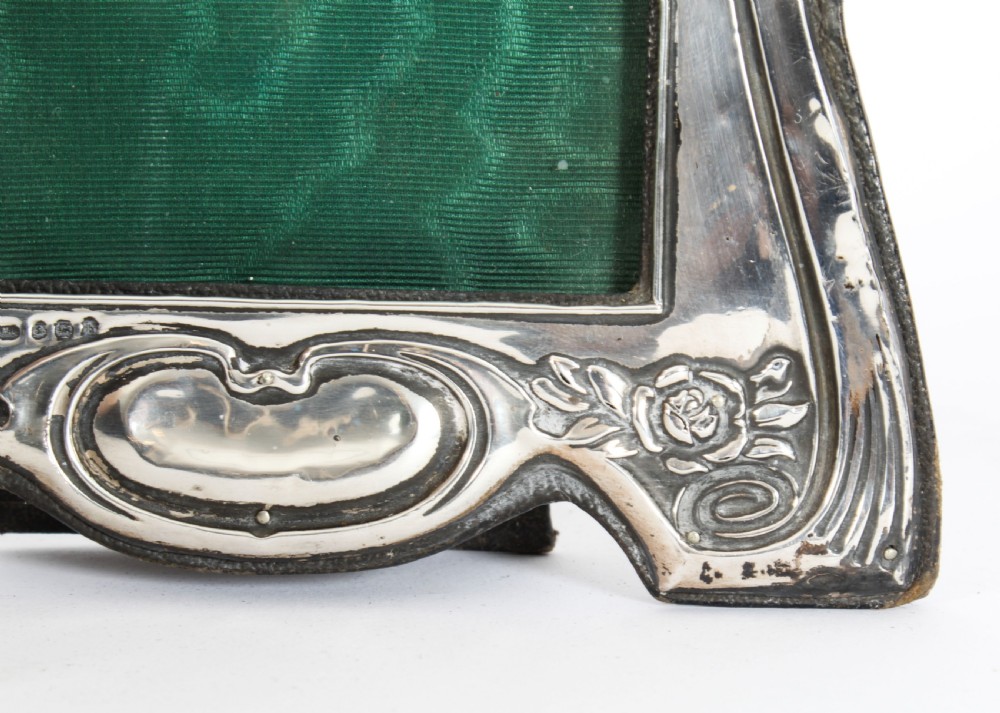 Antique Art Nouveau Sterling Silver Photo Frame Dated 1907 22x16cm View IX