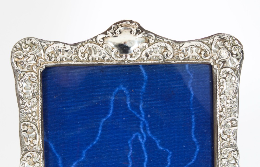 Antique Edwardian Sterling Silver Photo Frame Dated 1902 27x20cm
 View III