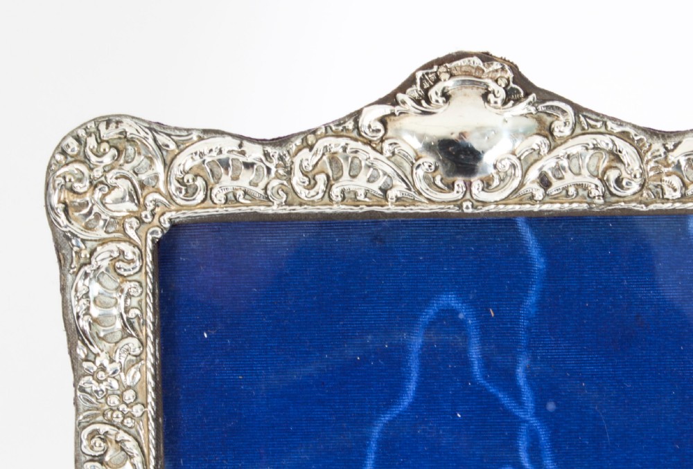 Antique Edwardian Sterling Silver Photo Frame Dated 1902 27x20cm
 View V