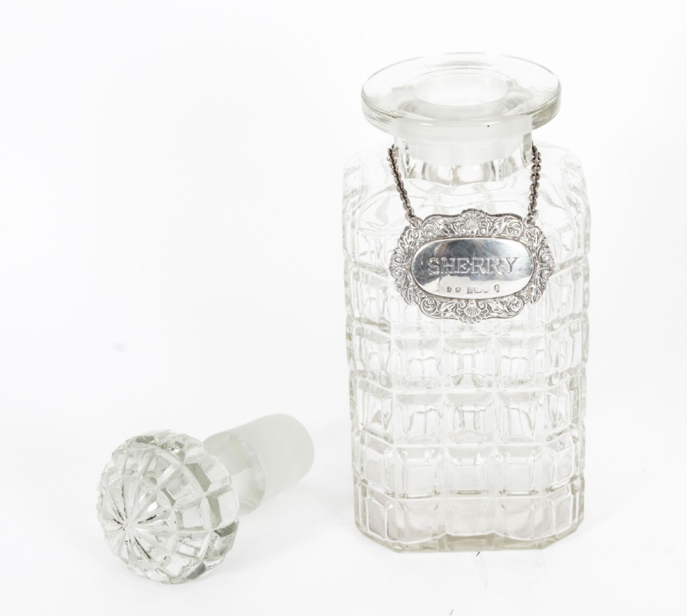 Antique English Victorian Golden Oak 3 Crystal Decanter Tantalus Dry Bar 19th C
 View XIX