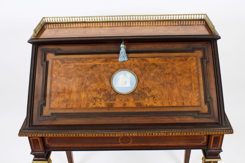 Antique French Walnut & Parquetry Bureau de Dame Desk 19th C
 View III
