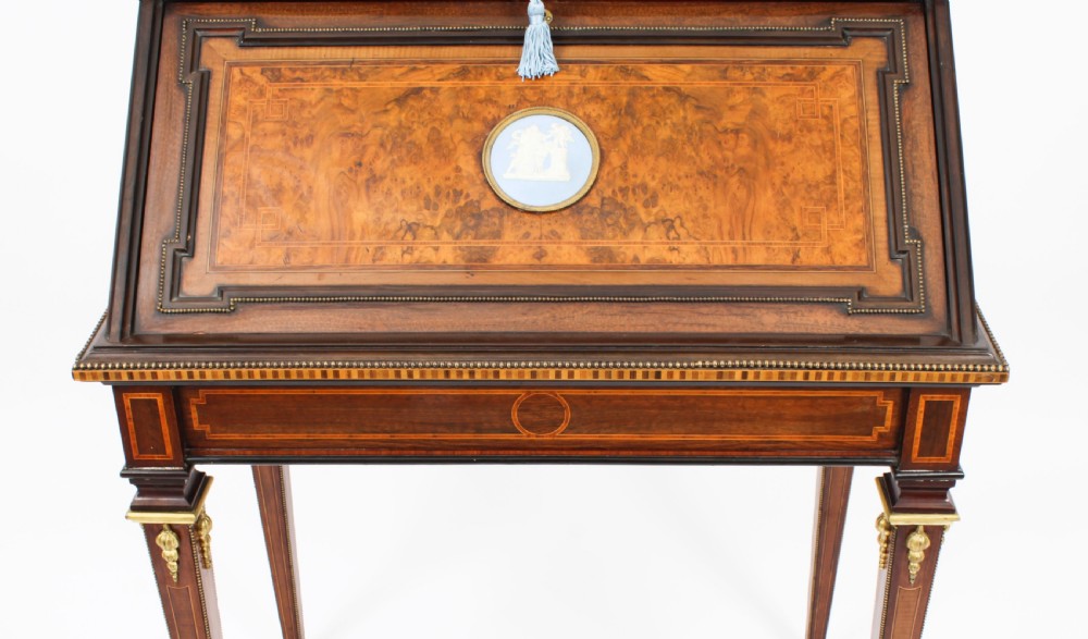 Antique French Walnut & Parquetry Bureau de Dame Desk 19th C
 View X