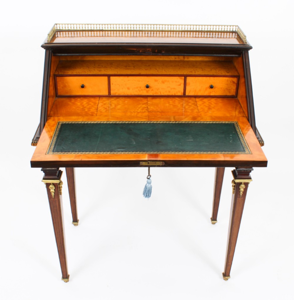 Antique French Walnut & Parquetry Bureau de Dame Desk 19th C
 View XIII