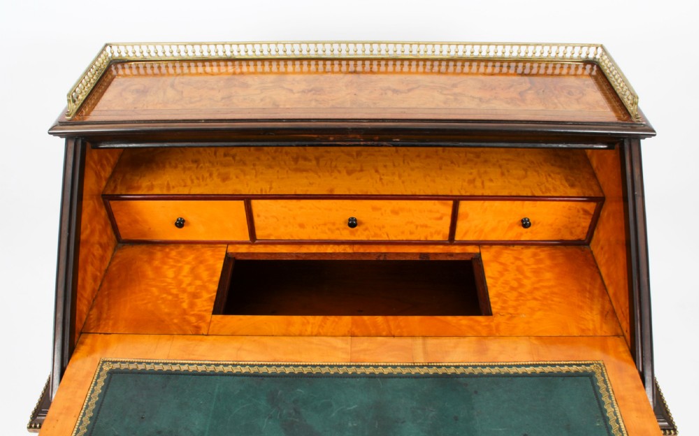 Antique French Walnut & Parquetry Bureau de Dame Desk 19th C
 View XVI
