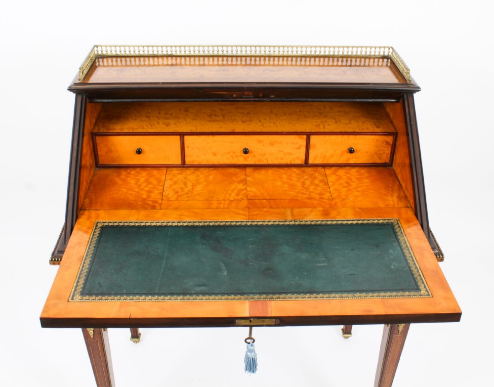 Antique French Walnut & Parquetry Bureau de Dame Desk 19th C
 View XXII