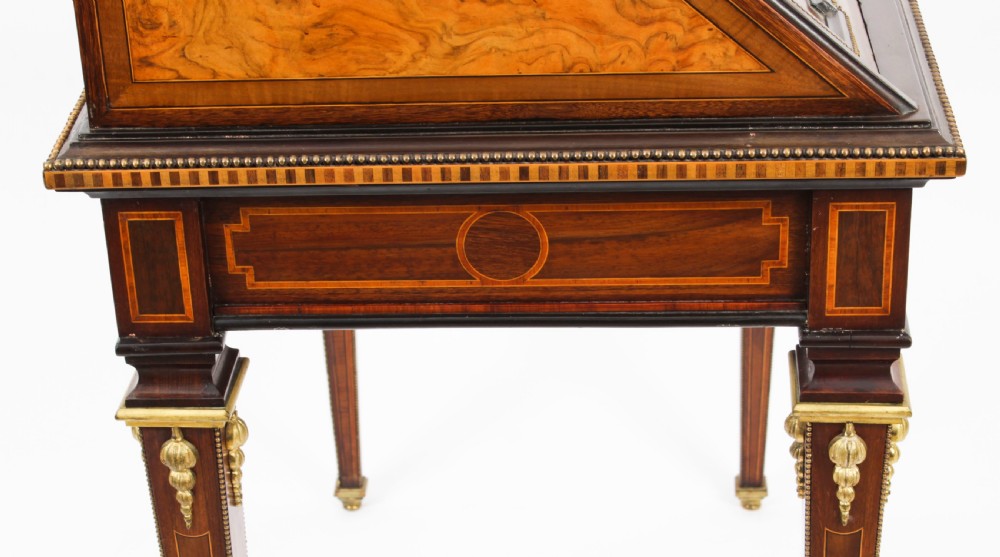 Antique French Walnut & Parquetry Bureau de Dame Desk 19th C
 View XXIV